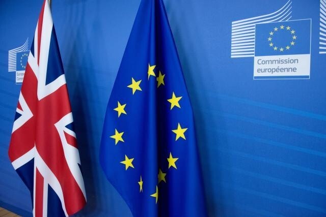 UK and UE flags